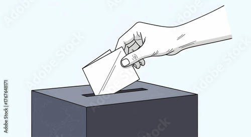 Hand casting a vote on Election Day, a simple vector illustration of democratic process