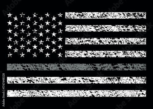 American Distressed Flag With Thin Gray Line Vector Symbol of Correctional Officers, Prison Guards, Probation and Parole Officers, Bailiffs, and Jailers