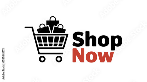 Shopping Cart Icon with Shop Now Text for Online Retail and Ecommerce Promotion Campaigns