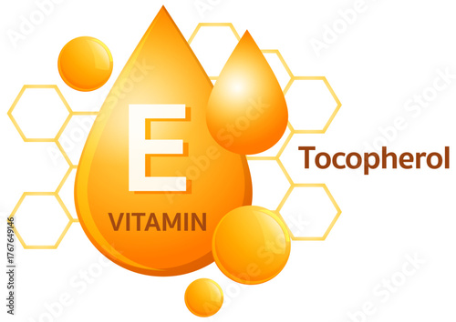 Vitamin E tocopherol drop icon, antioxidant nutrient concept vector illustration