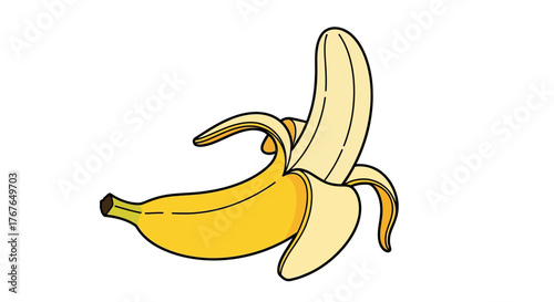 Open banana sketch with vibrant colors on white background