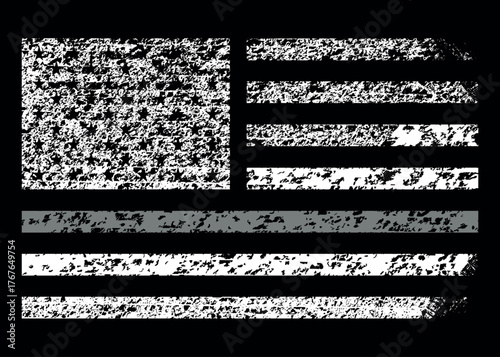 American Distressed Flag With Thin Gray Line Vector Symbol of Correctional Officers, Prison Guards, Probation and Parole Officers, Bailiffs, and Jailers