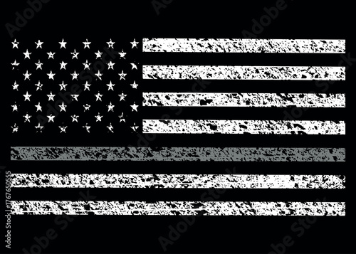 American Distressed Flag With Thin Gray Line Vector Symbol of Correctional Officers, Prison Guards, Probation and Parole Officers, Bailiffs, and Jailers