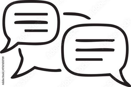 Hand drawn speech bubble icon for communication and conversation.