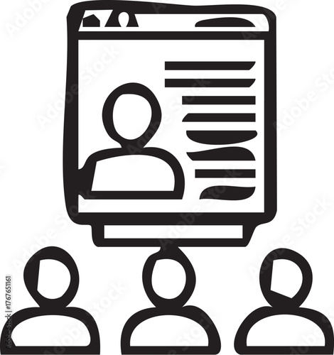 Online recruitment and hiring process illustration.