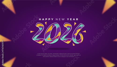 Happy New Year 2026 Colorful Celebration Banner Template Design