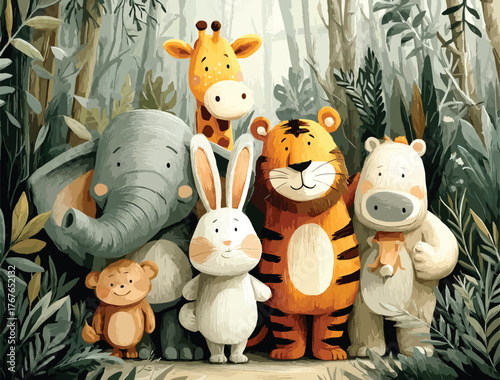  Sweet Animal Group Illustration for Kids