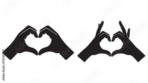 Thank-You Hands Silhouette Forming a Heart Gap, Clean Black Gratitude Icon for Thanksgiving, Host Gifts, Community Support, and Holiday Messaging