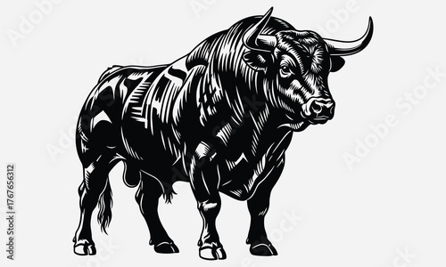Powerful Majestic Bull Illustration Capturing Strength and Dominance