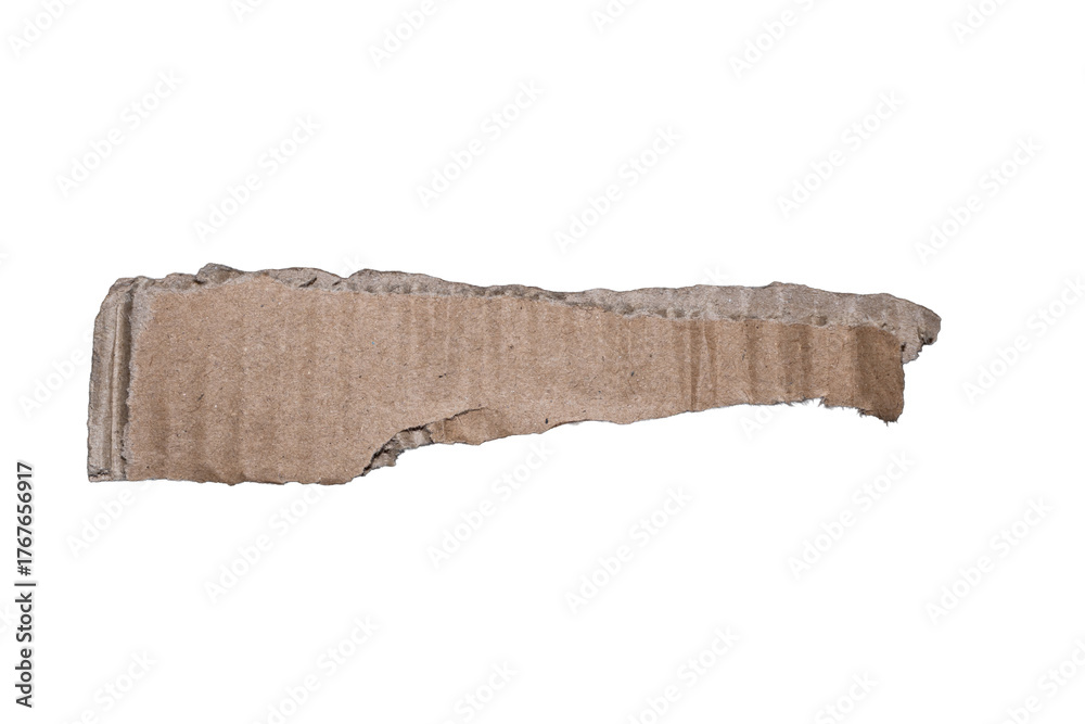 Fototapeta premium A piece of brown cardboard cut into an irregular shape, showcasing a textured surface. Ideal for backgrounds or crafts, offering a rustic and recycled look.