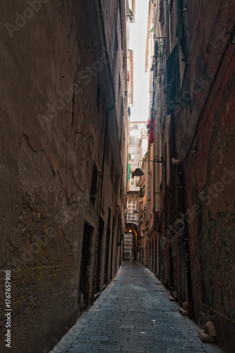 narrow Italian alley in Genoa
