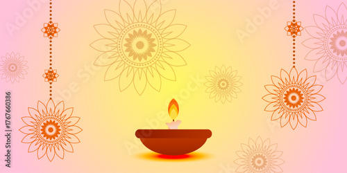 Vector illustration of Happy Diwali social media feed template with written hindi text meaning Happy Diwali