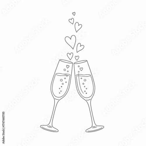 Champagne Glasses Toasted With Hearts SVG
