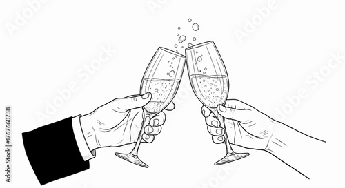 Cheers with champagne glasses