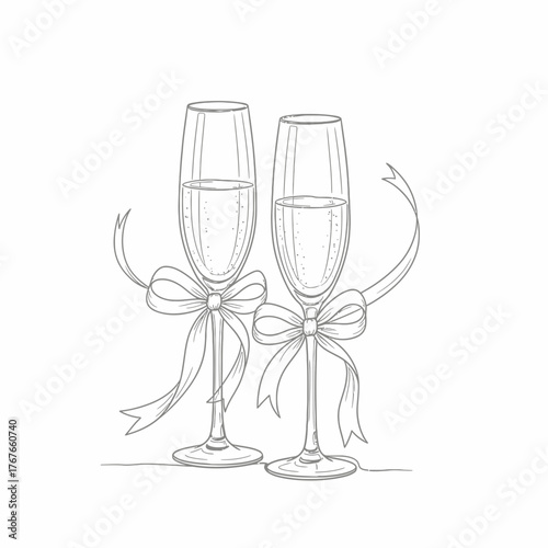 Champagne Glasses with Bows Celebration Illustration