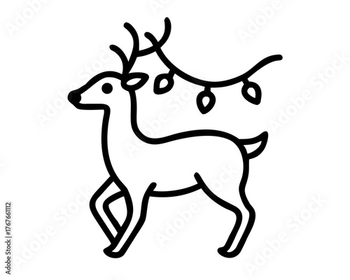 Holiday Reindeer Silhouette with Festive String Lights for Christmas Decorations