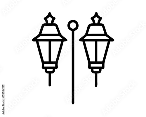 Elegant Street Lamp Icon Minimalist Design for Urban and Architectural Visuals