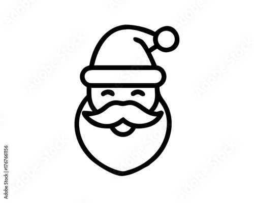 Minimalist graphic outline of a cheerful winter holiday personality, ideal for festive greetings, seasonal branding, and celebration designs