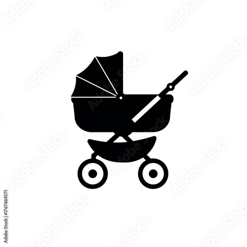 Baby Stroller Icon Silhouette.