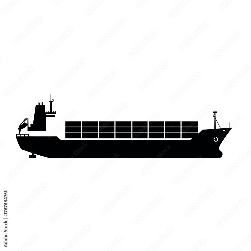 Obraz premium Cargo Ship Silhouette Vector Illustration.