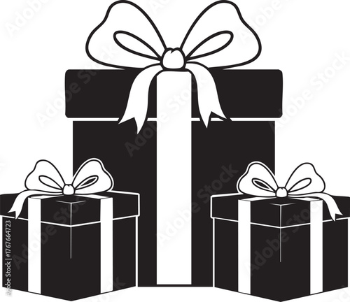Joyful celebration with beautifully wrapped gift boxes and elegant bows, perfect for any special occasion or holiday surprise.