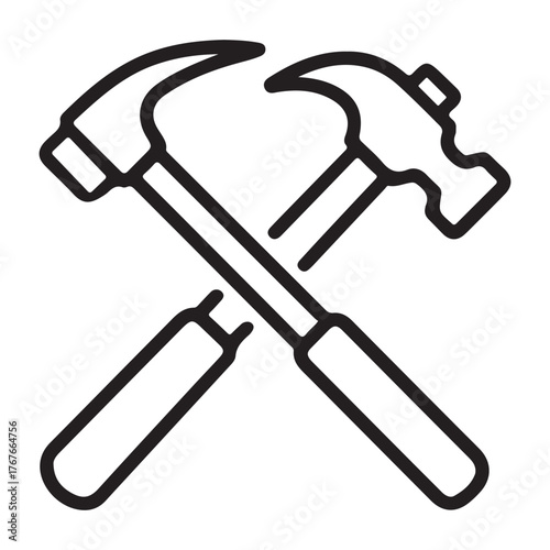 Silhouette of a crowbar and hammer icon representing tools and repair work
