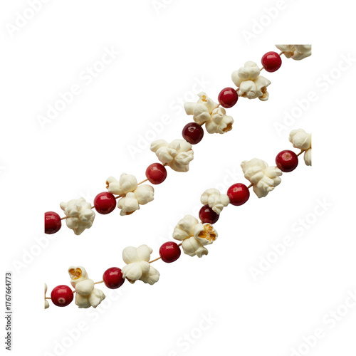 Holiday popcorn garland on black background
