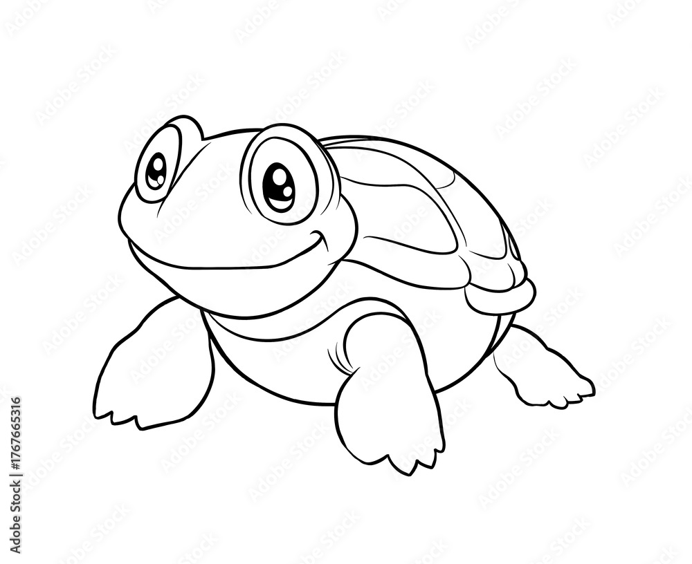 Fototapeta premium Coloring for children and adults, coloring of the animal world, turtle.
