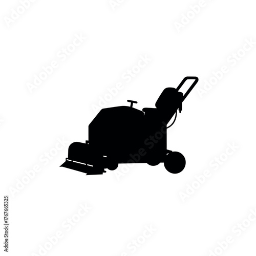 Floor Scrubber Machine Silhouette Illustration.