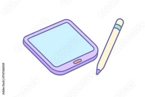 Modern digital tablet and stylus pen accessory for drawing and design technology