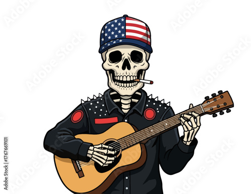 Rockstar  vector art with usa flag cap made with generative ai