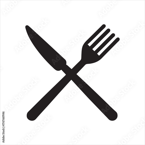 crossed knife and fork icon vector illustration