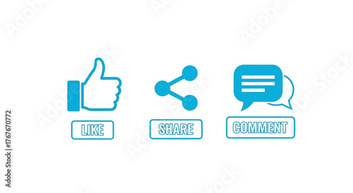 Social media engagement icons like share and comment symbols simple glyphs web and user interface