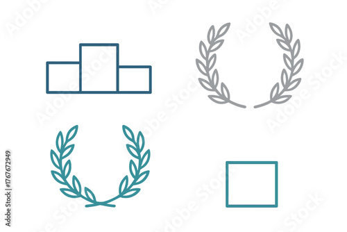 Winner podium and laurel wreaths outline icons symbolizing success and achievement