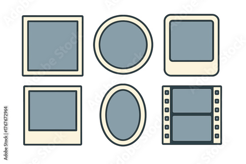 Collection of six different vintage photo frames, film strips, and slide mounts
