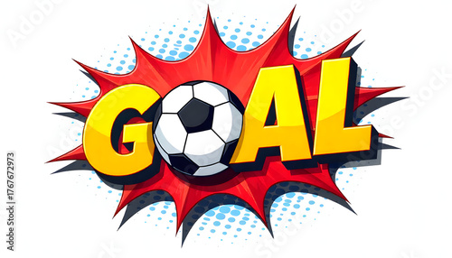 Wallpaper Mural GOAL! Comic Pop Art Red Speech Bubble with Soccer Ball Torontodigital.ca