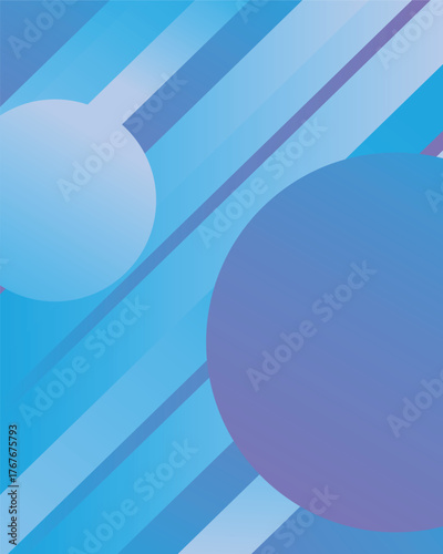 Abstract blue and purple background with diagonal lines and circles