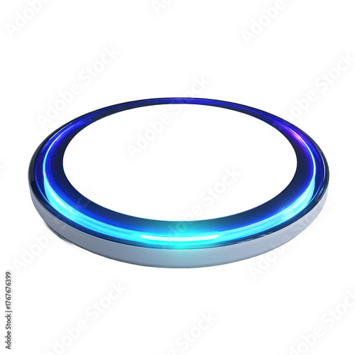 Futuristic glowing blue digital ring.