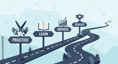 Unlock your potential by practicing, learning, and improving to achieve perfection on your career journey to success and growth