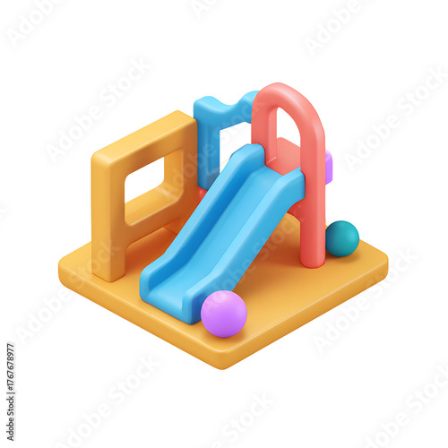 Playground, isometric, 3d, icon, clay, PNG, no background.