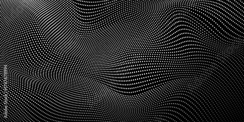 Futuristic wave of black smoothly moving dots on a white background. vector illustration.