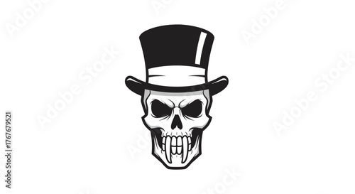 Monochrome Skull in Top Hat: A Macabre Icon with a Touch of Dark Elegance