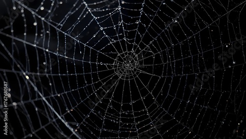 Spooky spider web. Halloween horror october party spider cobweb decor flat vector illustration set. Halloween hanging spider web collection