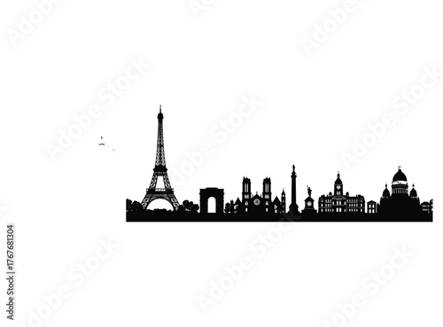 Paris and Montreal Skyline Silhouette Eiffel Tower Arc de Triomphe Notre Dame Basilique Notre-Dame Saint Joseph s Oratory cityscape
