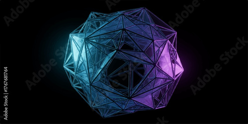 Brilliant luxury diamond gemstone jewelry on a black background with a geometric transparent shape and shiny 3d design