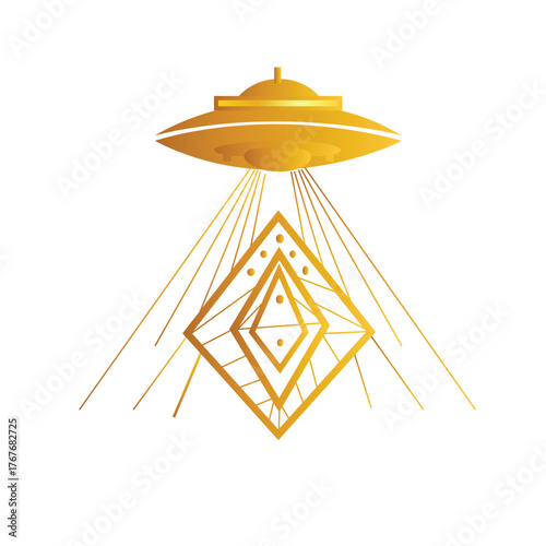 Alien spaceship logo design illustration