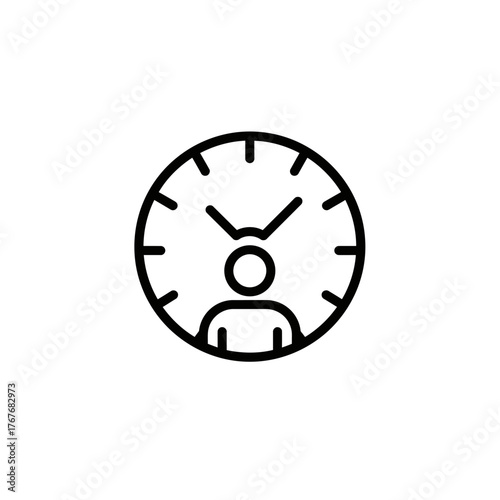 Clock with Person Icon Time Management and Productivity Concept.