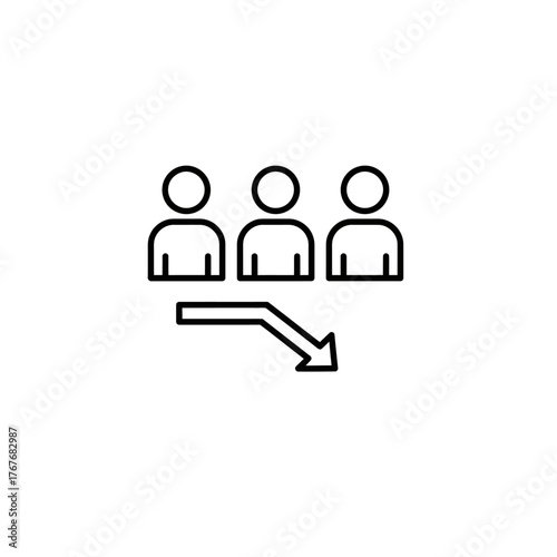 Decline in Team Performance Downward Arrow Symbolizing Reduced Productivity.