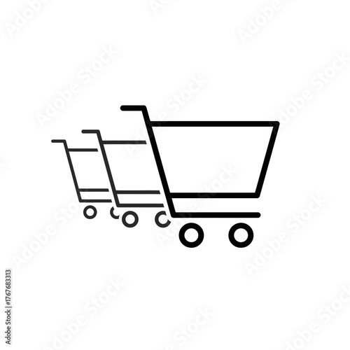 Shopping carts in a row represent retail and consumerism concepts.