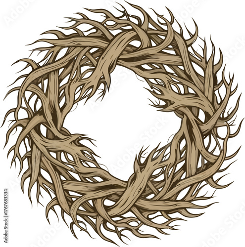 Crown of thorns branches wreath wood nature circle religion easter christianity